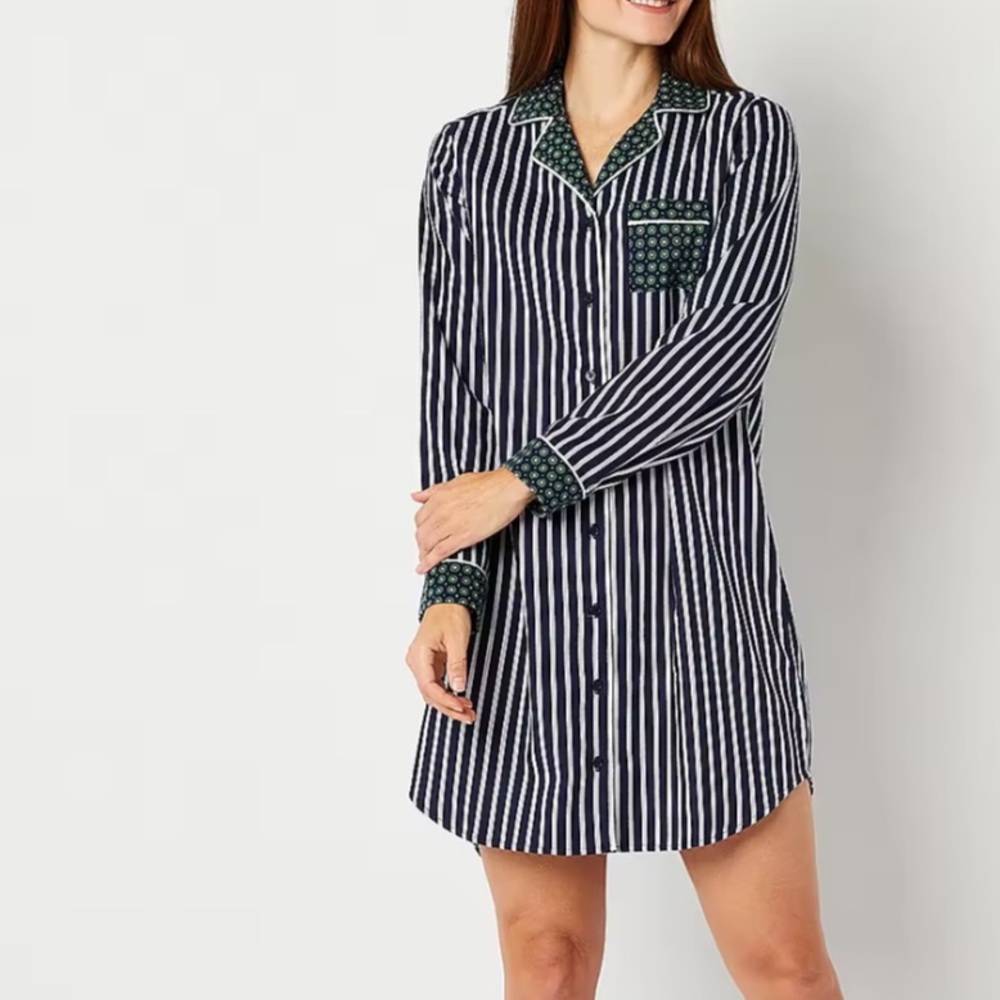 Liz Claiborne Long Sleeve Flannel Nightshirt